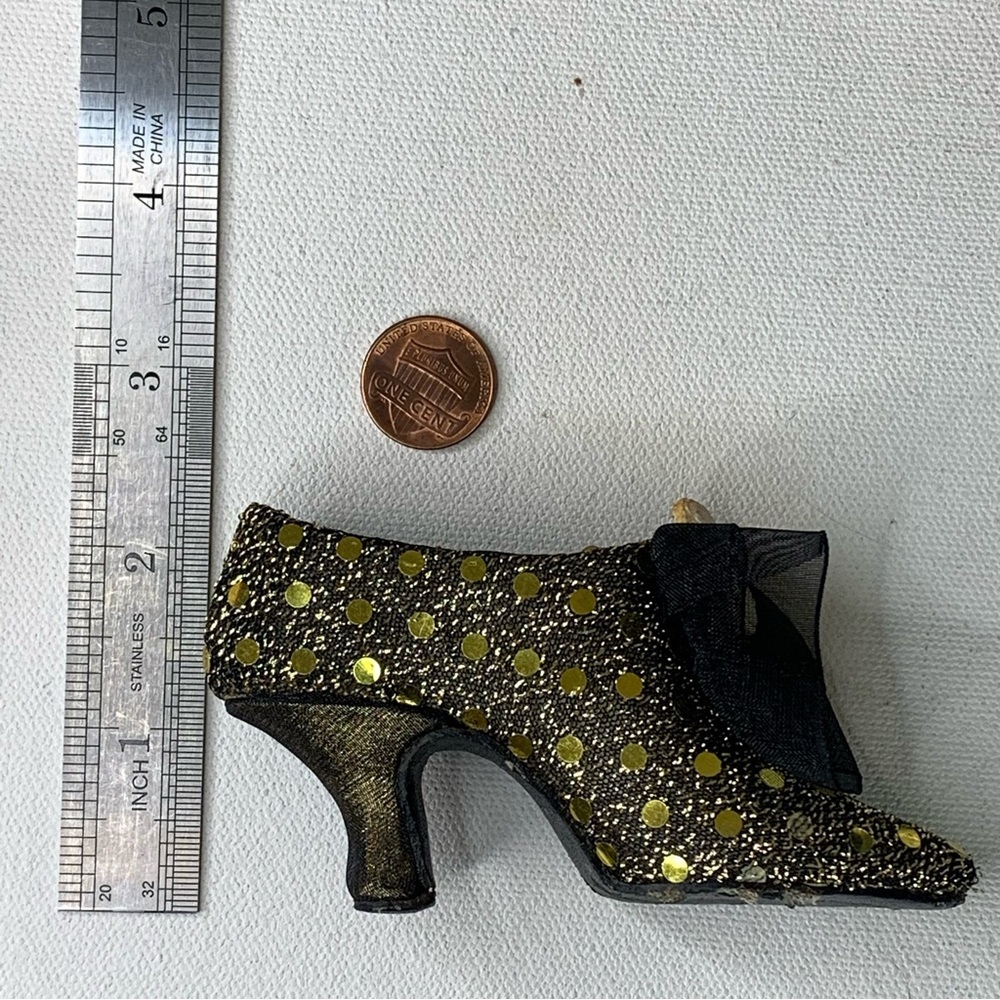 Miniature Victorian Shoe High Heel Slipper Sequins Cameo Bow Glam Decoration 4.2 - Picture 16 of 16